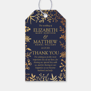 Het Collectie van de Elegant Navy & Gold Floral We Cadeaulabel