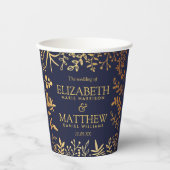 Het Collectie van de Elegant Navy & Gold Floral We Papieren Bekers (Voorkant)