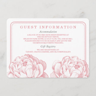 Het  Collectie van de Florale bruiloft van Peony Informatiekaartje