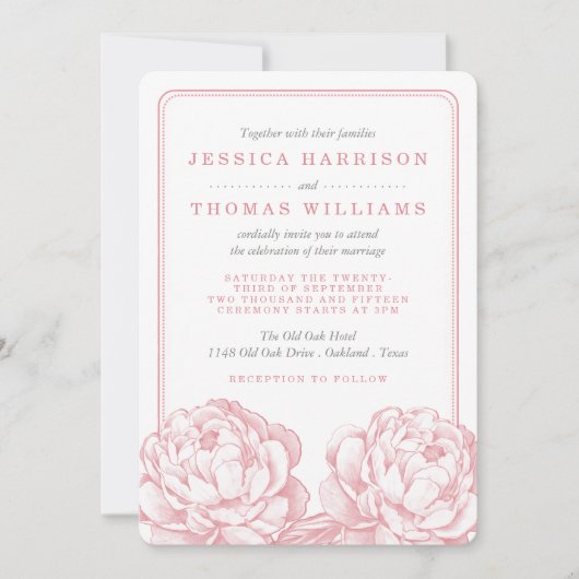 Het  Collectie van de Florale bruiloft van Peony Kaart (Voorkant)