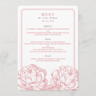 Het  Collectie van de Florale bruiloft van Peony Menu