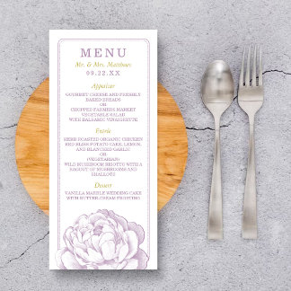 Het  Collectie van de Florale bruiloft van Peony Menu