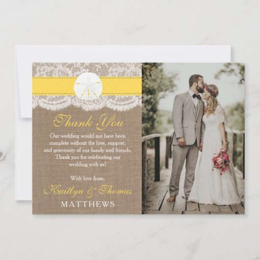 Het Collectie van de gele zanddollaire strand Bedankkaart (Voorkant)