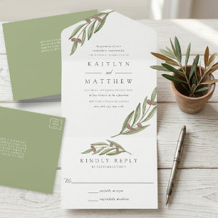Het Collectie van de Olive Branch Wedding All In One Uitnodiging