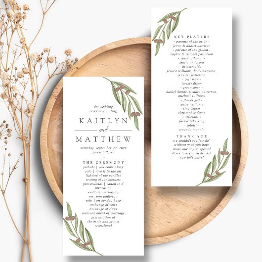 Het Collectie van de Olive Branch Wedding Programma