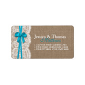 Het Collectie van de Rustic Blue Bow Wedding Etiket (Voorkant)