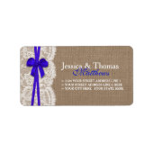 Het Collectie van de Rustic Blue Bow Wedding Etiket (Voorkant)