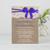 Het Collectie van de Rustic Blue Bow Wedding Kaart (Staand voorkant)