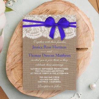 Het Collectie van de Rustic Blue Bow Wedding Kaart