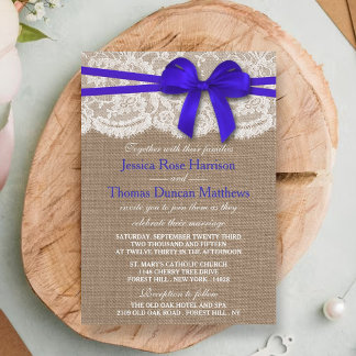 Het Collectie van de Rustic Blue Bow Wedding Kaart
