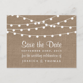 Het Collectie van de Rustic Burlap Lights Wedding Aankondigingskaart