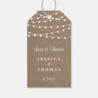 Het Collectie van de Rustic Burlap Lights Wedding Cadeaulabel