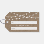 Het Collectie van de Rustic Burlap Lights Wedding Cadeaulabel (Achterkant Horizontaal)