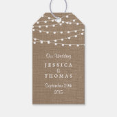 Het Collectie van de Rustic Burlap Lights Wedding Cadeaulabel (Voorkant)