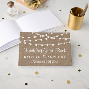 Het Collectie van de Rustic Burlap Lights Wedding Gastenboek