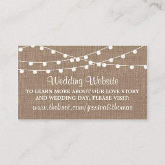 Het Collectie van de Rustic Burlap Lights Wedding Informatiekaartje