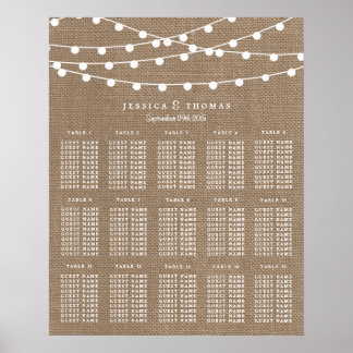 Het Collectie van de Rustic Burlap Lights Wedding Poster