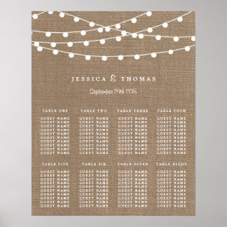 Het Collectie van de Rustic Burlap Lights Wedding Poster