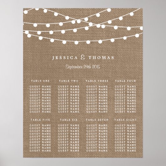 Het Collectie van de Rustic Burlap Lights Wedding Poster (Voorkant)