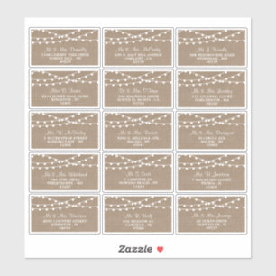 Het Collectie van de Rustic Burlap Lights Wedding Sticker