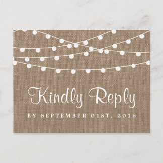 Het Collectie van de Rustic Burlap Lights Wedding Uitnodiging Briefkaart