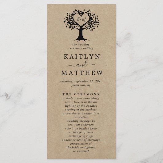 Het Collectie van de Rustic Heart BWedding Programma (Voorkant)