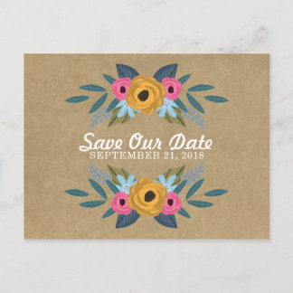 Het Collectie van de Rustic Kraft Floral Wreath We Aankondigingskaart