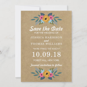 Het Collectie van de Rustic Kraft Floral Wreath We Save The Date