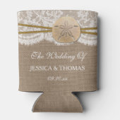 Het Collectie van de Rustic Sand Dollar Beach Wedd Blikjeskoeler (Achterkant)