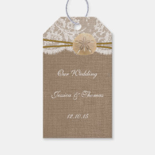 Het Collectie van de Rustic Sand Dollar Beach Wedd Cadeaulabel