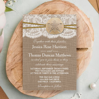 Het Collectie van de Rustic Sand Dollar Beach Wedd Kaart