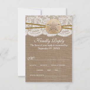 Het Collectie van de Rustic Sand Dollar Beach Wedd RSVP Kaartje