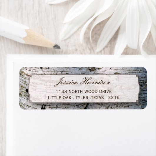 Het Collectie van de Rustic Silver Birch Tree Wedd Etiket (Insitu)