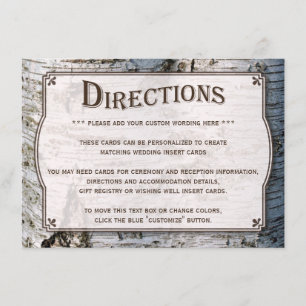 Het Collectie van de Rustic Silver Birch Tree Wedd Informatiekaartje