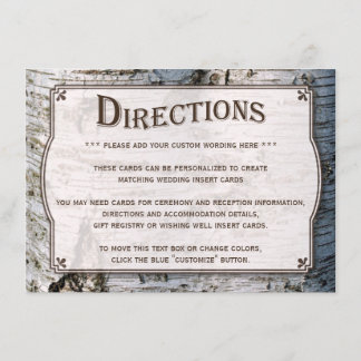 Het Collectie van de Rustic Silver Birch Tree Wedd Informatiekaartje