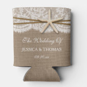 Het Collectie van de Rustic Starfish Beach Wedding Blikjeskoeler (Achterkant)