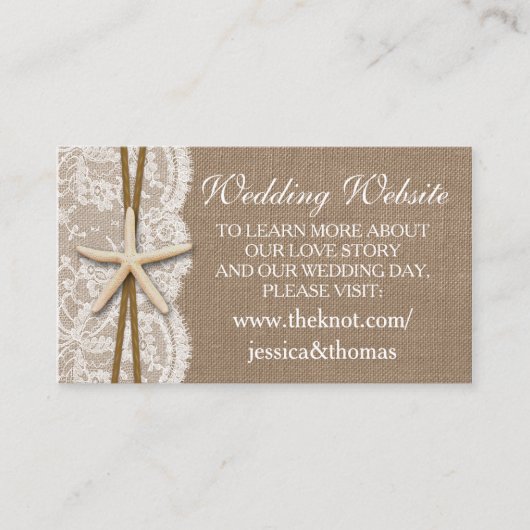 Het Collectie van de Rustic Starfish Beach Wedding Informatiekaartje (Voorkant)