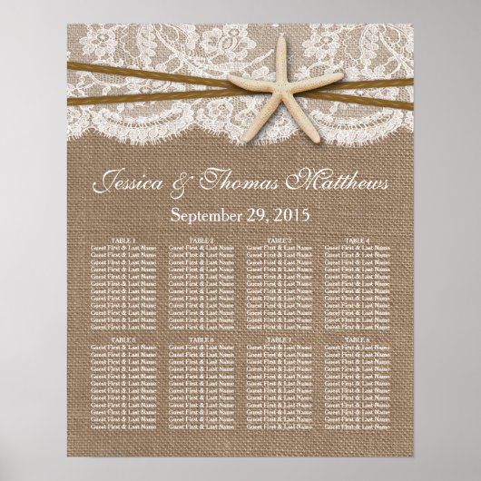 Het Collectie van de Rustic Starfish Beach Wedding Poster (Voorkant)