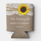 Het Collectie van de Rustic Sunflower Wedding Blikjeskoeler (Achterkant)