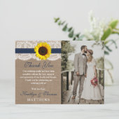 Het Collectie van de Rustic Sunflower Wedding - ma Bedankkaart (Staand voorkant)