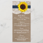 Het Collectie van de Rustic Sunflower Wedding - ma Menu (Voorkant)