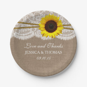 Het Collectie van de Rustic Sunflower Wedding Papieren Bordje