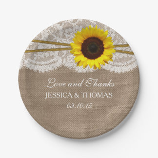 Het Collectie van de Rustic Sunflower Wedding Papieren Bordje