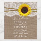 Het Collectie van de Rustic Sunflower Wedding Wijn Etiket (Enkel label)
