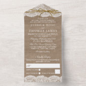 Het Collectie van de Rustic Twine Bow Wedding All In One Uitnodiging (Binnen)