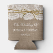 Het Collectie van de Rustic Twine Bow Wedding Blikjeskoeler (Achterkant)