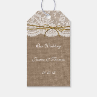 Het Collectie van de Rustic Twine Bow Wedding Cadeaulabel