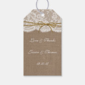 Het Collectie van de Rustic Twine Bow Wedding Cadeaulabel (Voorkant)