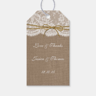 Het Collectie van de Rustic Twine Bow Wedding Cadeaulabel