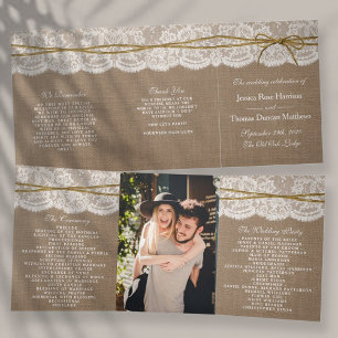 Het Collectie van de Rustic Twine Bow Wedding Drieluik Programma